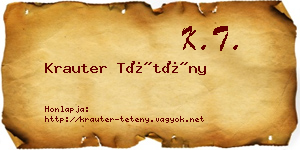 Krauter Tétény névjegykártya